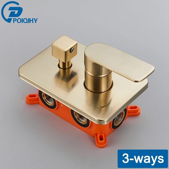 Trīs izeju ūdens maisītājs metāla zelta krāsā